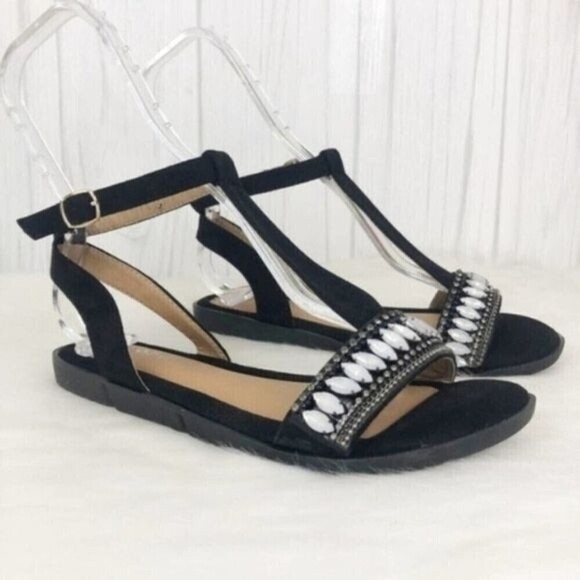 Shoes - PATRIZIA Black T-Strap Sandals